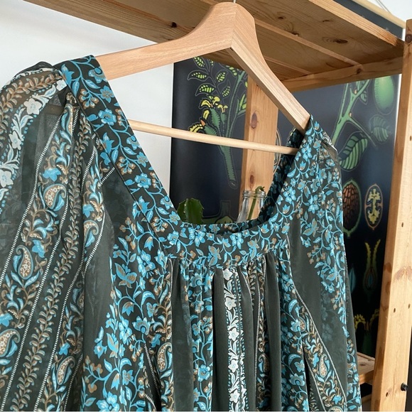 Anthropologie Blue Green Floral Sona Tunic Mini Dress Small - Picture 12 of 16